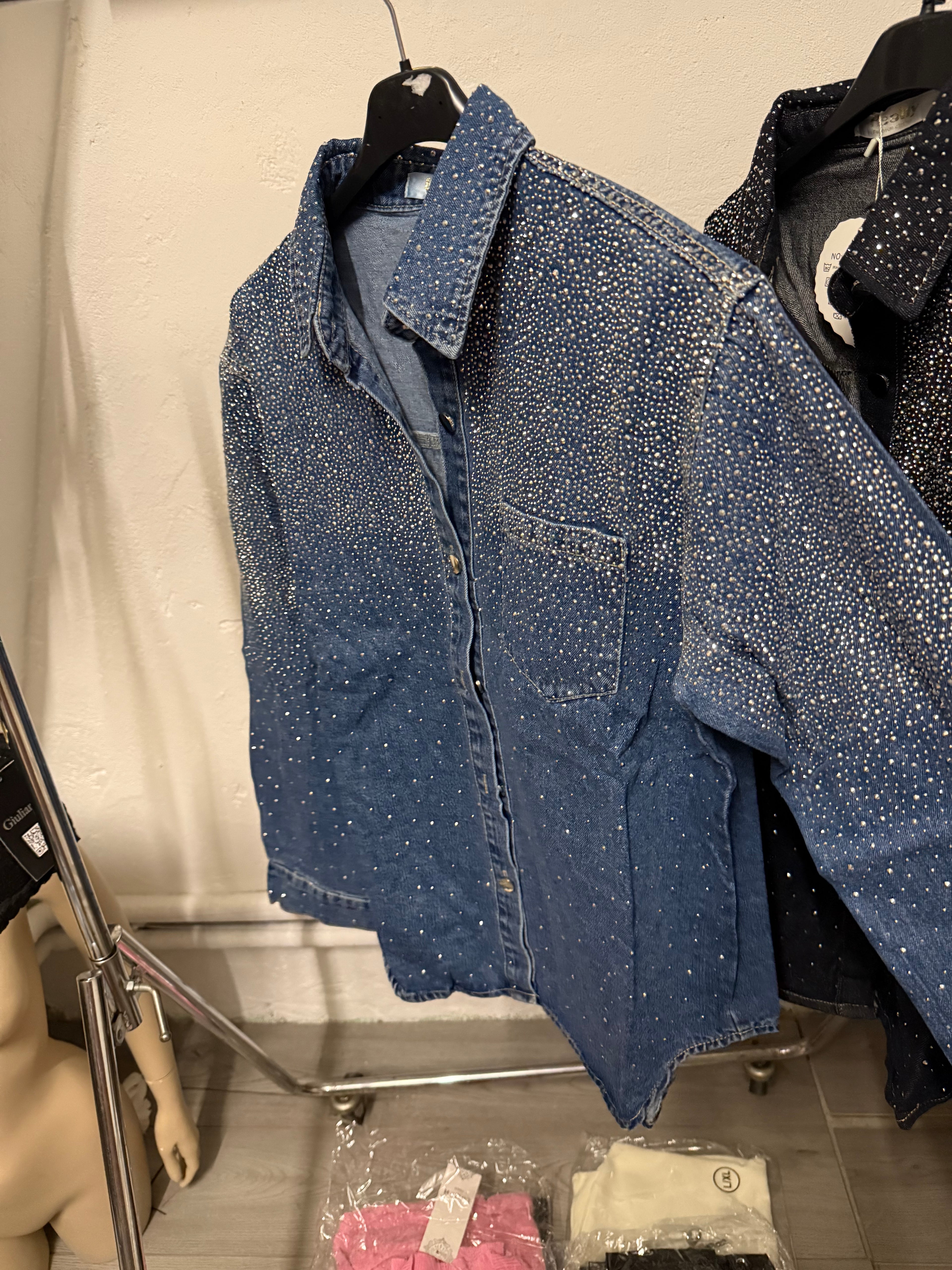 Glitter blouse denim