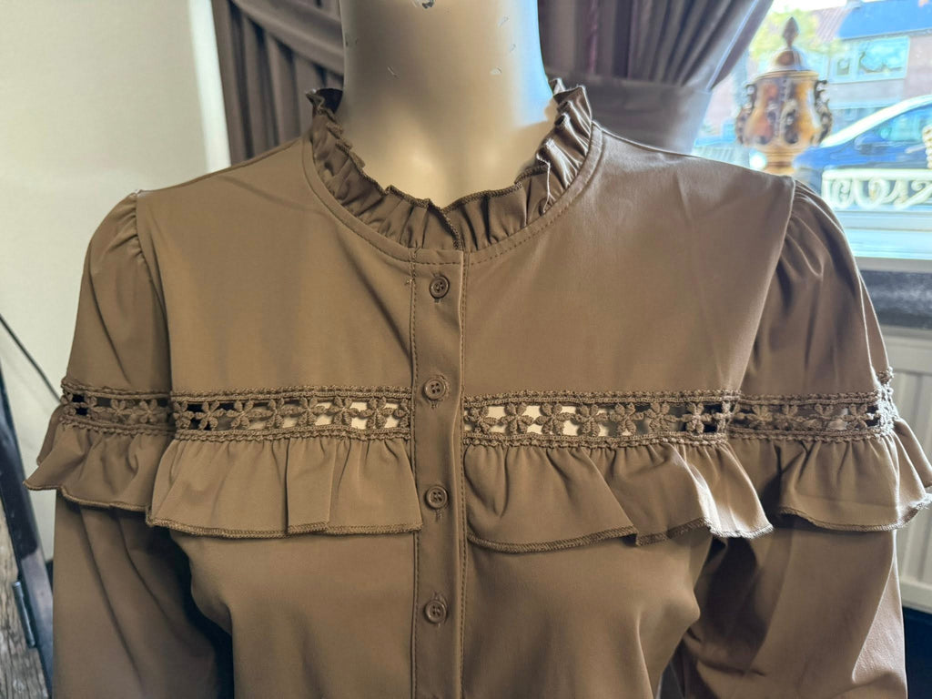 SALE!!!! Bruine bloem blouse