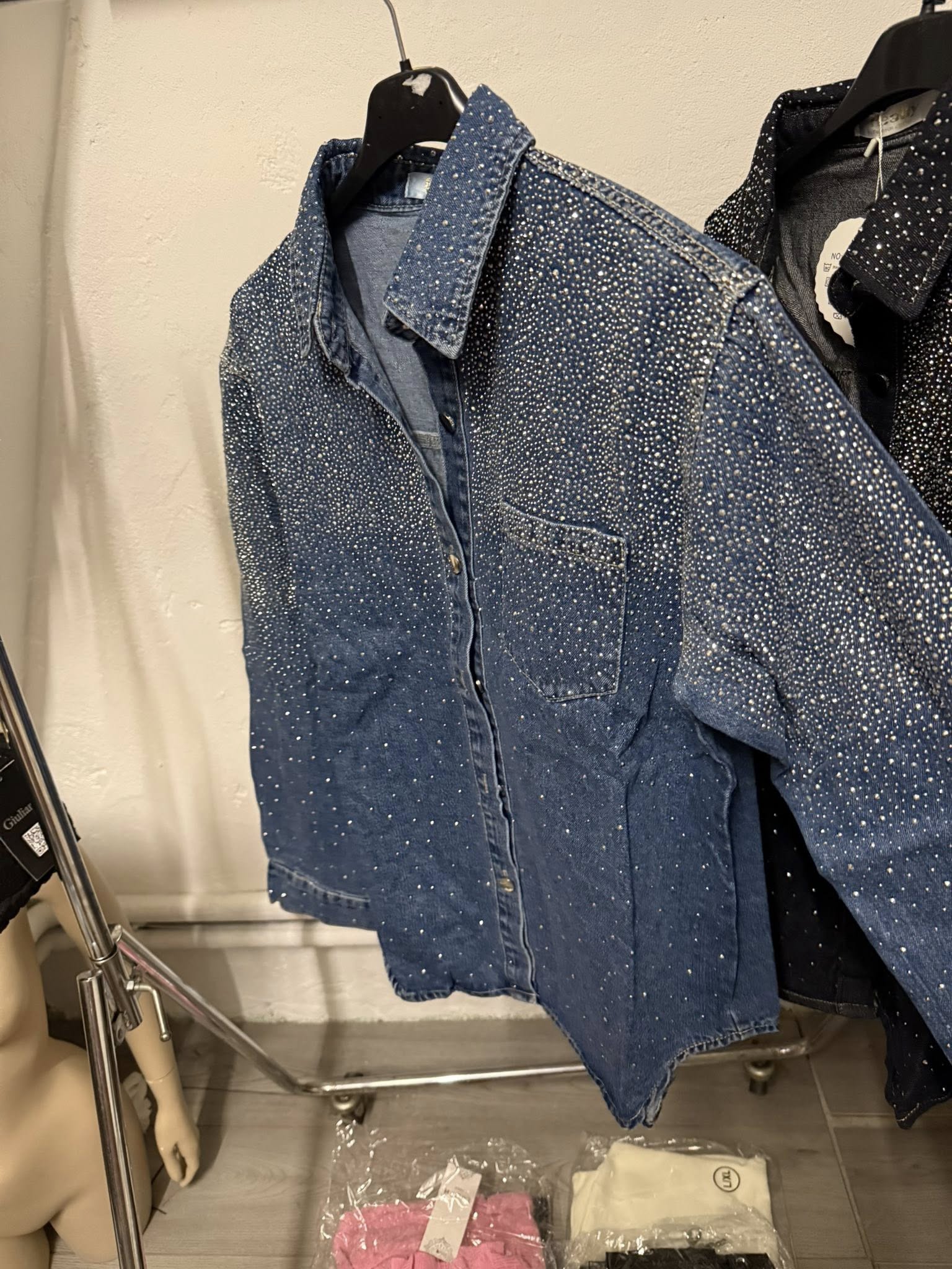 Glitter blouse denim