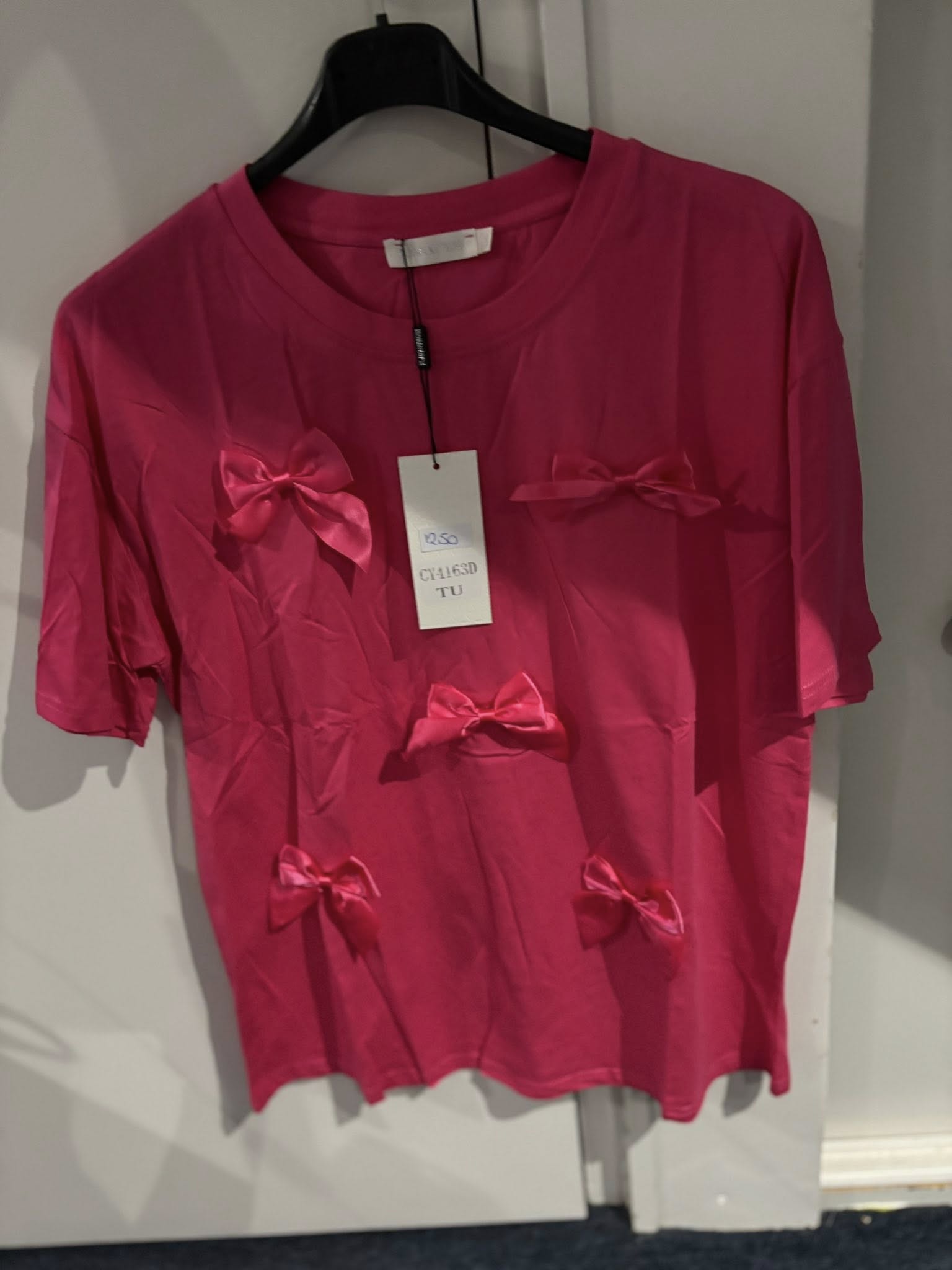 strik shirt donkerroze